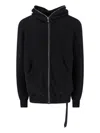 Rick Owens Drkshdw Relaxed Fit Black Zip-up Hoodie With Extended Fabric Detail In Black