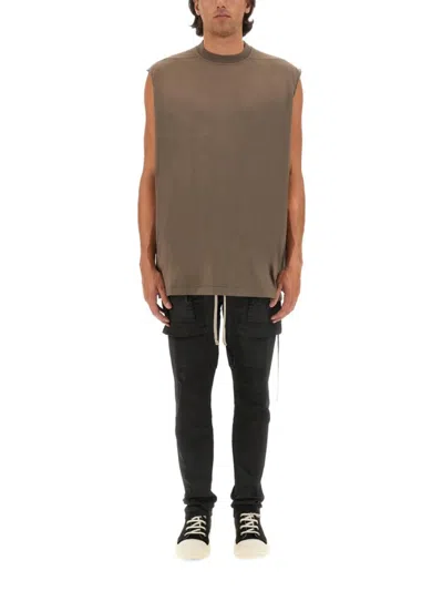 Rick Owens Drkshdw Crew Neck Cotton T-shirt In Grey