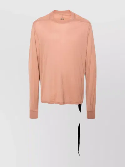 Rick Owens Drkshdw Ribbed Crew Neck Long-sleeved T-shirt In Pink