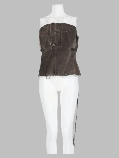 Rick Owens Drkshdw Ribbed Draped Lounge Top In Gray