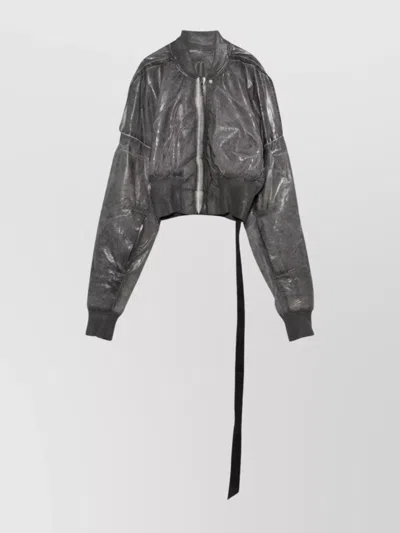 RICK OWENS DRKSHDW RIBBED HEM CROPPED FLIGHT JACKET