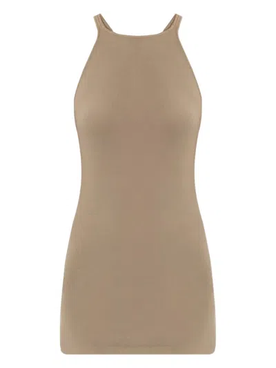 Rick Owens Drkshdw Ribbed Racer-back Tank Top In Neutral