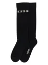 Rick Owens Drkshdw Knee-high Jacquard Logo Ribbed Socks In Black
