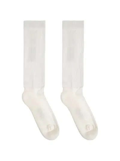 Rick Owens Drkshdw Ribbed Socks In White