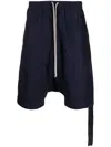 Rick Owens Drkshdw Rick's Bela Cotton Shorts In Blue