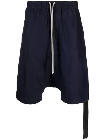 Rick Owens Drkshdw Rick's Bela Cotton Shorts In Blue