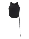 Rick Owens Drkshdw Black Racerback Top With Oversize Band In Black