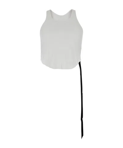 Rick Owens Drkshdw Round Collar Sleeveless Vest In White