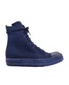 Rick Owens Drkshdw Round Head Strapped High-top Sneakers In Blue