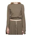 Rick Owens Drkshdw Gray Raw Edge Sweatshirt In Brown