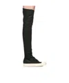 Rick Owens Drkshdw Black Hollywood High-sock Sneaks Tall Boots In Black