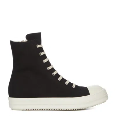 Rick Owens Drkshdw Round Toe High Top Casual Shoes In Black