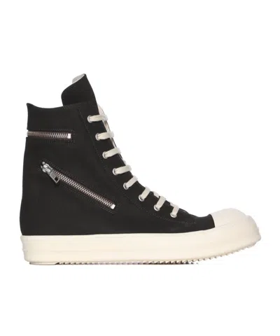 Rick Owens Drkshdw Round Toe High Top Casual Shoes In Black