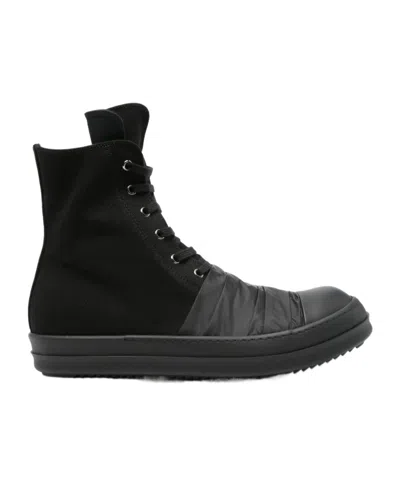 Rick Owens Drkshdw Round Toe High Top Sneakers In Black