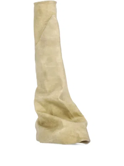 Rick Owens Drkshdw Round-toe Seam-detail Boots In Neutral