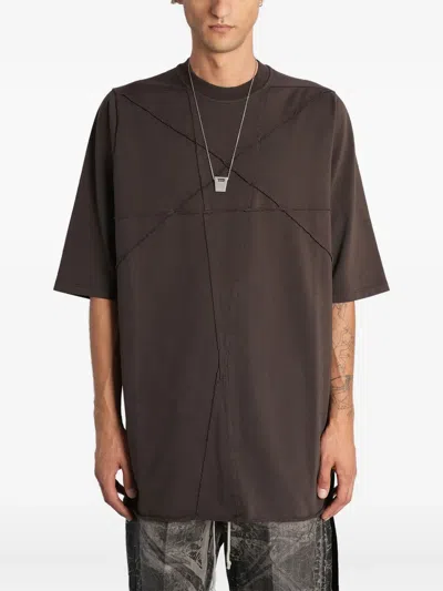 Rick Owens Drkshdw Seam-detailing T-shirt In Brown
