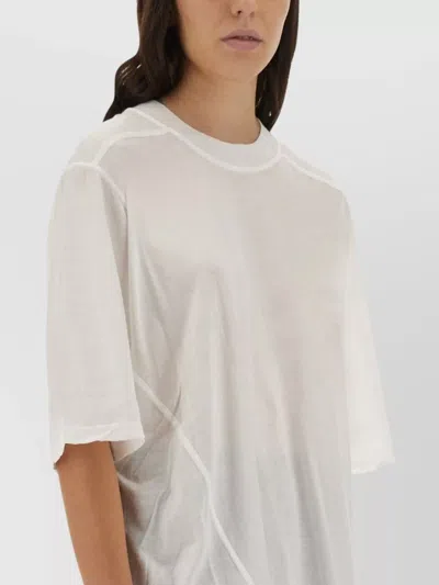 Rick Owens Drkshdw Sheer Fabric Round Neck Top With Side Tie In White