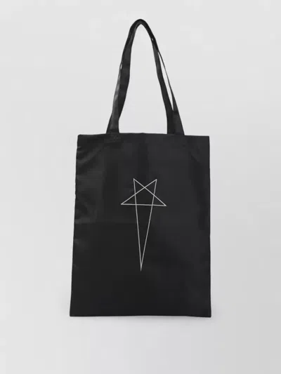 Rick Owens Drkshdw Shopper Tote Bag Long Handles Geometric Pattern In Black