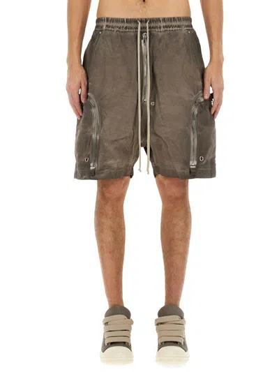 Rick Owens Drkshdw Cargo Bermuda Shorts Elastic Waistband In Grey