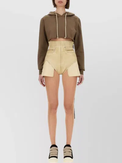 RICK OWENS DRKSHDW SHORT HOODED DRAWSTRING KNITWEAR