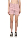 Rick Owens Drkshdw Denim Shorts Frayed Hem In Pink