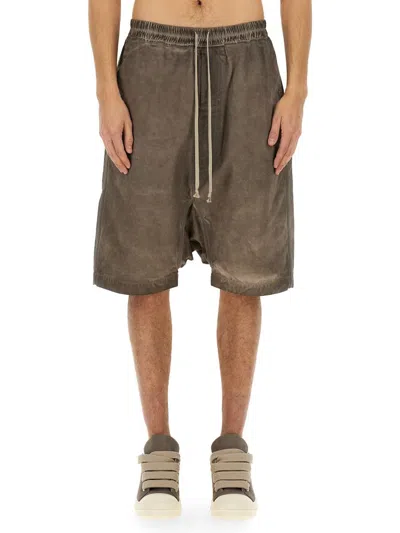 Rick Owens Drkshdw Cargo Bermuda Shorts Elastic Waistband In Grey