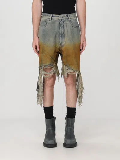 Rick Owens Drkshdw Destroyed Denim Bermuda Shorts In Orange