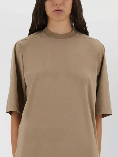 Rick Owens Drkshdw Short Sleeve Crew Neck Top Relaxed Fit In Brown