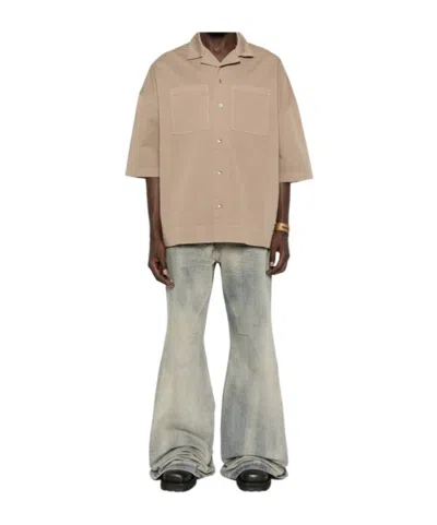 Rick Owens Drkshdw Short Sleeve Shirt In Brown