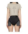 Rick Owens Drkshdw "small Level T" Cropped T-shirt In Nude