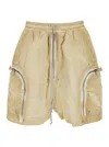 RICK OWENS DRKSHDW 'BAUHAUS' BEIGE PANTS WITH ELASTIC DRAWSTRING WAIST AND FRONT ZIP POCKETS IN COTTON MAN
