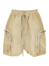 RICK OWENS DRKSHDW 'BAUHAUS' BEIGE PANTS WITH ELASTIC DRAWSTRING WAIST AND FRONT ZIP POCKETS IN COTTON MAN