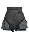 Rick Owens Drkshdw High Waist Frayed Hem Shorts With Pockets In Black