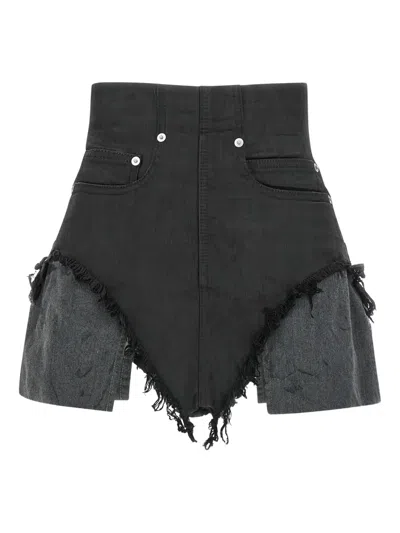 RICK OWENS DRKSHDW SHORTS WITH FRAYED EDGES