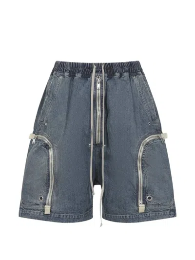 Rick Owens Drkshdw Shorts With Pockets And Zipper In Blue