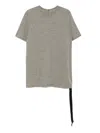Rick Owens Drkshdw Side-tie Cotton T-shirt In Gray