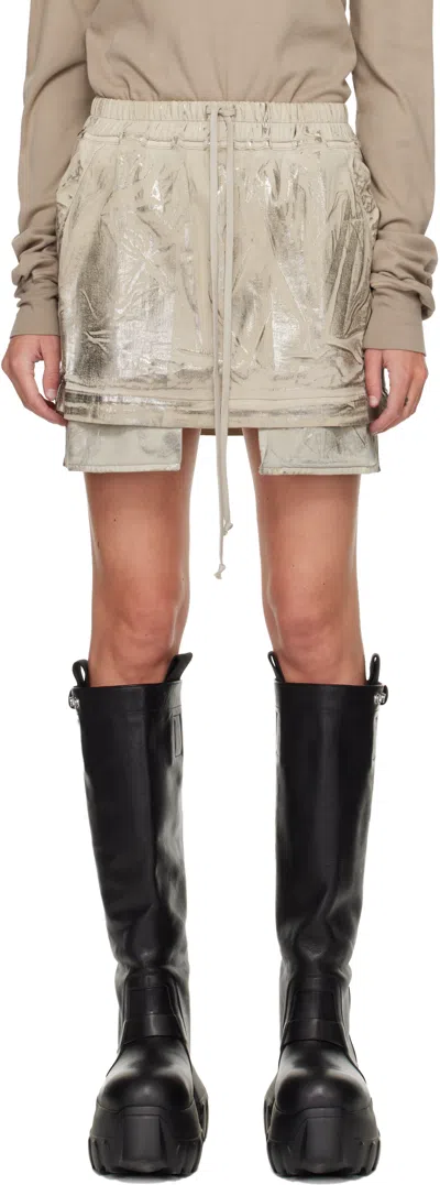 Rick Owens Drkshdw Silver Concordians Fog Denim Miniskirt