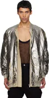 Rick Owens Drkshdw Silver Concordians Jumbo Peter Flight Bomber Jacket In Metallic