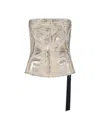 Rick Owens Drkshdw Sleeved Top With Strap Detail And Metallic Finish In Gray