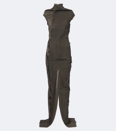 Rick Owens Drkshdw Sl Etna Denim Maxi Dress In Gray