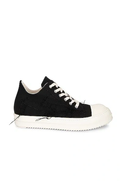 Rick Owens Drkshdw Slashed Ramone Low Sneaker In Black  Milk  & Milk