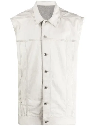 Rick Owens Drkshdw Sleeveless Cotton Denim Vest In Grey