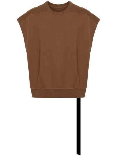 Rick Owens Drkshdw Sleeveless Organic Cotton Sweatshirt In 褐色