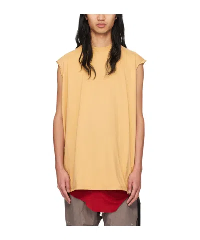 Rick Owens Drkshdw Sleeveless Round Collar Vest In Yellow