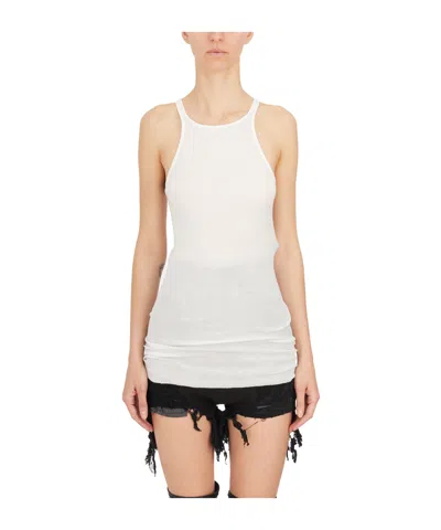 Rick Owens Drkshdw Sleeveless Racerback Asymmetric Hem Top In White