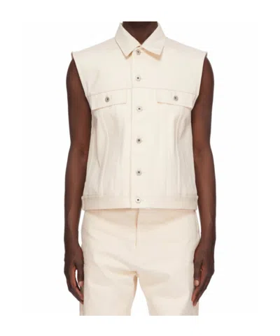 Rick Owens Drkshdw Sleeveless Trucker Jacket In White