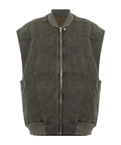 Rick Owens Drkshdw Jumbo Flight Oversized Denim Vest In Gray