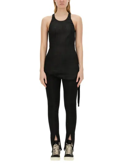 Rick Owens Drkshdw Slim-fit Denim Top With Halter Neckline In Black