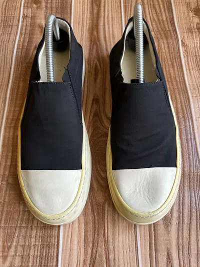 Pre-owned Rick Owens Drkshdw Slip On Boat Sneakers Black Milk
