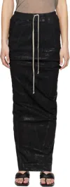 Rick Owens Drkshdw Black Pull On Pillar Denim Maxi Skirt In Black